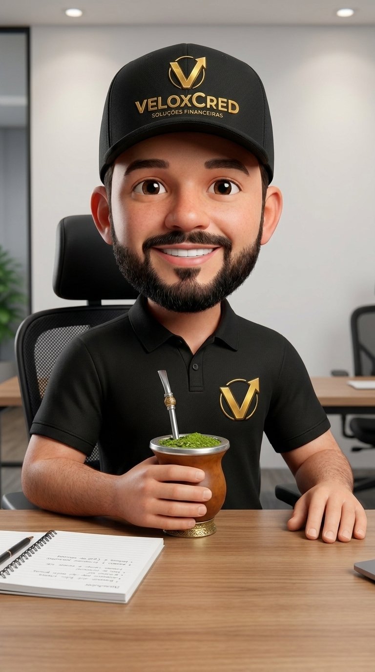 Emerson, representante da VeloxCred, em ambiente de atendimento